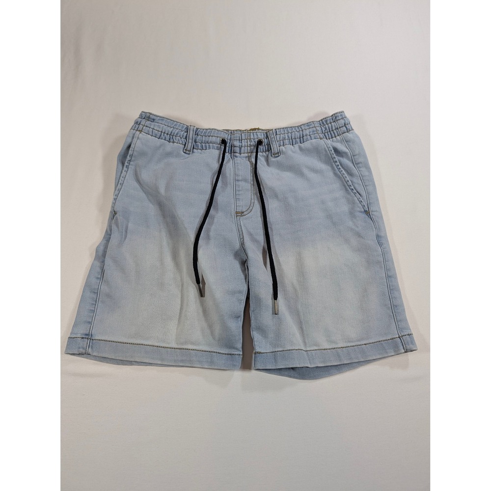 US Polo Assn Mens Small Light Wash Denim Stretch Drawstring Shorts Blue